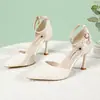 Zapatos de tacón alto estilo francés, nueva colección 2026, diseño delicado y fresco, punta fina, tacón de aguja, de una sola tira, populares entre influencers, perfectos para damas de honor