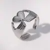 Anillo Abierto de Corazón de Acero Inoxidable Europeo y Americano para Mujer, No se Desvanece, Personalizado, Simple y Moderno, Joyería de Mano de Acero de Titanio 18K al por Mayor
