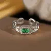 Venta Caliente Transfronteriza Anillo de Diamante Abierto Cuadrado Ajustable Anillo de Diamante Simple Lujo Ligero de Gama Alta Diseño de Nicho Exquisito Anillo