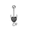 Piercing para Ombligo de Acero Inoxidable con Corazón de Durazno Personalizado de Venta Caliente Transfronterizo Europeo y Americano, Circonita Incrustada de Cobre con Forma de Corazón de Diablito
