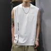 Estilo Nuevo de Verano Fresco Algodón Fitness Deportivo Chaleco para Hombre, Corte Holgado, Camiseta sin Mangas Redonda de Moda Ins