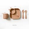 Kit de Vajilla Infantil de Dibujos Animados Creativo Plato para Cena Vaso para Beber Tenedor Cuchara Suministros para Alimentos Complementarios Set de Cuatro Piezas para Bebé
