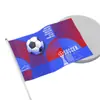 Banderas de mano para la Copa Mundial 2026 en Estados Unidos, Canadá y México, Banderas Americanas, Aficionados Canadienses y Mexicanos Animando con Banderas en la Mano