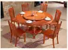 Mesa Redonda de Comedor y Combinación de Sillas de Madera Maciza con Plato Giratorio para Hot Pot Mesa Redonda Estilo Chino Hogar Restaurante Mesa Redonda Grande Toda de Madera Maciza