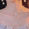 Yulu tiene para ti el mismo estilo de la celebridad de Internet, collar de perlas de alta gama, nicho, lujo ligero, nuevo collar para mujer, cadena para la clavícula, joyería