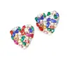 Moda europea y americana creativa hueca lujo ligero temperamento personalidad diseño en forma de corazón aleación diamante aretes