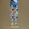 Pendientes de botón con borla de corazón de circonita cúbica de aguja plateada para mujer Estilo de corte Pendientes elegantes Lujo ligero Sentido de alta gama Sentido de diseño de pendientes Nicho