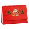 Adorno de Escritorio Calendario 2027 Rojo Calendario 3D Forma de Oveja con Portabolígrafos de Almacenamiento Logo Personalizable