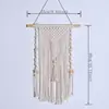 Borla de Cuentas de Madera Tejida a Mano Tapiz en Forma de V Estilo Bohemio Decoraciones Sencillas para el Hogar Colgante de Pared
