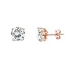 Aretes de acero inoxidable aretes estilo coreano cuatro garras incrustados circón circonita cúbica cristal aretes personalidad simple
