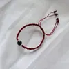 Pulsera de cuerda roja tejida a mano pulsera de mano de cristal tejido pulsera de mano de cristal de fresa pulsera de joyería de cristal diy