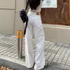 Jeans branco de perna larga para mulheres, verão 2026, moderno e versátil, novo de cintura alta, finos, largos, calças retas com bom caimento