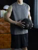 "Estilo Deportivo" Fresco Transpirable 240G Seda de Amoníaco Chaleco para Hombre Color Sólido Tacto de Alta Gama Hombro Ancho Camiseta sin Mangas