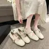 Zapatos Mary Jane de Punta Cuadrada y Tacón Bajo, Suaves y Elegantes, Estilo Francés, con Corte Bajo y Suela Plana para Mujer, Nuevo Modelo Verano 2025
