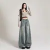 Jeans de Pierna Ancha Fluidos de Cintura Alta para Mujer 2025 Nuevo Principios de Otoño Retro Ajustados Versátiles Sueltos Rectos Pantalones de Largo Completo