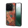 Denior É Adequado para Xiaomi 14Pro Porta-Cartão Floral de Cortiça Capa de Couro 13Ultra Carteira Suporte Capa de Celular Anti-Queda