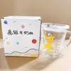 Taza de leche infantil simple y versátil con escala, vaso con pajita de silicona, bebida de jugo, leche en polvo, caricatura, con tapa, vaso de agua