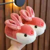 Chinelos de Algodão Infantis Meninas Fofos Desenho Animado Coelho Interno Casa Crianças Bebê Bolsa Salto Sapatos de Algodão Outono e Inverno Meninos