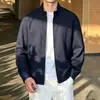 Jaqueta de Linho Masculina Primavera e Outono 2026, Estilo Old Money, Luxo Leve, Toque de Alta Qualidade, Gola Alta, Jaqueta Cardigan com Zíper para Homens, Outono