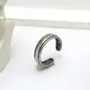 Joyería Retro Anillo Abierto de Corona Personalizado para Mujer Estilo Oscuro Nudo de Cuerda Envejecido Tridimensional Banda Lisa Dedo Meñique Anillo del Dedo del Pie