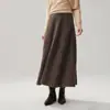 Saia Cony Yarn 35% Cashmere Engrossada Feminina com Listras Verticais Elegante e Fashion Versátil Emagrecedora Saia Evasê