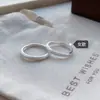 Anel Casal S999 Prata Pura Jateada Gipsofila Design Simples de Nicho Par de Anéis Abertos de Alto Padrão
