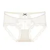Tanga sexy de mujer con empalme de encaje, cintura media, ajustado a la cadera, fuelle de algodón, transpirable, cómodo, malla semitransparente, lencería erótica