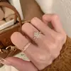 Anillo de Cola de Rombos Incrustado con Diamantes de Plata de Ley S925 para Mujer, Lujo Accesible Retro, Diseño de Nicho Estilo Mid-Century, Anillo Popular en Xiaohongshu