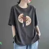 Camiseta feminina de manga curta, folgada, plus size, para mulheres plus size, para comércio exterior transfronteiriço, com excesso de estoque, escondendo a barriga e efeito emagrecedor