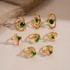 Anillo Geométrico Abierto en Espiral de Acero Inoxidable con Circonita Lujo Ligero Anillo de Gama Alta Joyería de Mano Exquisita Simple Versátil para Mujeres