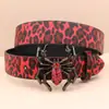 Cinturón Original con Hebilla de Araña de Pedrería Serie Leopardo Y2K Cinturón Decorativo Punk para Mujer con Decoración Yabi Cinturón