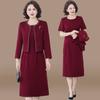Conjunto de Vestido de Banquete de Boda para Suegra 2025 Nuevo Otoño para Mujeres de Mediana Edad y Mayores Vestido de Boda de Primavera y Otoño