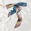 Bufanda de Seda Retro Francesa Primavera y Otoño para Mujer Lazo Largo para Bolso Cinta Flor de Lazo Estilo Extranjero Moda Diadema Larga Pequeña