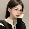 Gafas de alambre dorado con montura metálica pequeña ovalada para mujer miopía alta inteligencia Sven basura cara cuadrada redonda ojos montura atmósfera