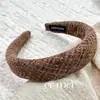 Diadema de Lana Angora Roja de Caña Alta Estilo Francés Otoño e Invierno Nuevo Modelo 2026 Diadema Ancha para Lavarse la Cara Estilo Retro Chanel
