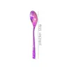New Era Juego de Cuchara y Tenedor de Titanio Puro Flor de Hielo de Cristal Juego de Cuchara y Tenedor de Titanio Cuchara de Café para el Hogar Tenedor de Postre y Tenedor Tenedor de Fruta