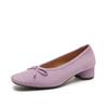 Platinum Disi Primavera e Verão Novo Salto Grosso Baixo Sapatos Femininos Laço Face de Caxemira Moda Fada Verde Sapatilhas