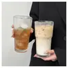 Copo de Vidro Transparente com Listras Verticais, Tampa e Canudo, Copo de Água de Grande Capacidade para Escritório, Copo para Suco, Copo de Café, Copo de Chá