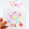 Joyería de collar de perlas de colores para niños, conjunto de pulsera de cuentas para niñas, diadema de dibujos animados, pendientes, accesorios para niñas princesas