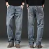 2025 Nuevos Pantalones Casuales Forrados de Polar Otoño e Invierno Jeans de Pierna Recta Sueltos de Gama Alta Pantalones de Papá de Talla Grande para Hombre