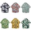 Camisa Floral de Férias na Praia Masculina de Manga Curta Ins Bonita Havaiana Casal Camisa Solta de Manga Curta Meia Manga para Praia
