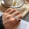 Anillo Minimalista Coreano de Papel de Estaño Plegado Irregular en Plata de Ley 925 Moda Lujo Ligero Elegante Viento Frío Anillo Ancho para Mujeres