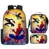 Liberación Rápida Transfronteriza Spider-Man Spider-Man Mochila Escolar Estudiante Niños Bolsa Escolar Periférica Bolso Escolar de Hombro Juego de Tres Piezas