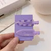 Pinza para el Cabello de Fruta Estilo Universitario Otoño e Invierno Color Café Melado Clip sin Costuras a Cuadros para Flequillo Lateral de la Frente Pinza de Pato Pinza para el Cabello
