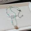 Collar Colgante de Oso con Cuentas de Cristal de Dopamina para Mujer, Cadena para Clavícula de Moda Versátil de Alto Temperamento, Estilo Hada Súper Nicho