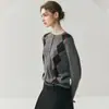 Novo Cardigã de Cashmere com Gola Redonda e Padrão de Diamante Tricotado e Jaqueta Suéter de Lã Color-Blocking Feminino Outono e Inverno 2026, Versátil
