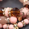 Pulsera de Cristal con Abalorios Estilo Oceánico Transfronterizo Bohemio Original Color Caramelo Colgante de Corazón para Mujer