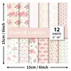 12 Hojas/Paquete Blanco Rosa Rosa Niebla Matutina Serie Jardín Ins Floral Día de la Madre Base para Diario Material de Papel DIY Transfronterizo