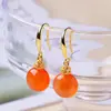 Aretes de cristal natural de ágata Yanyuan con ganchos de acero de titanio, joyería de cristal estilo chino para mujer, aretes de hebilla de paz al por mayor