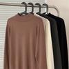 Suéter de cuello alto medio de alta calidad para otoño e invierno, estilo coreano, holgado, informal, de color sólido, con cuello medio, camisa de punto de manga larga, ropa interior
